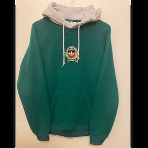 ADIDAS Originals Hoodie with Collegiate Crest in Green Fleece